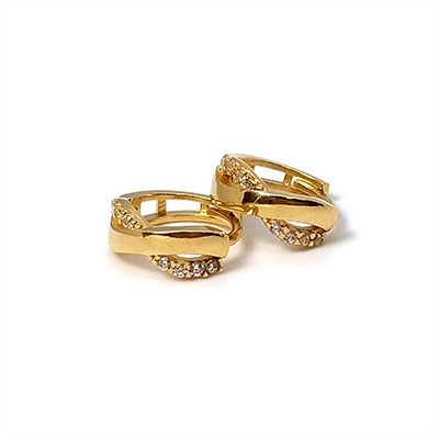 Argollas de Oro 18k Entrelazadas con Circonias