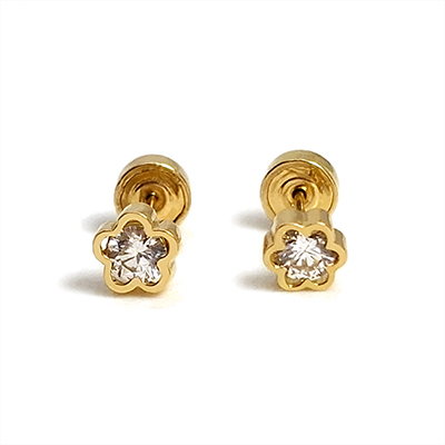 Aretes de Oro 18k Flor