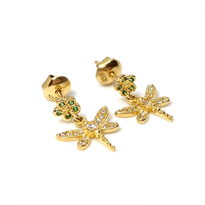 Aretes de Oro 18k Libélula