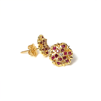 Aretes de Oro 18k con Rubíes y Diamantes