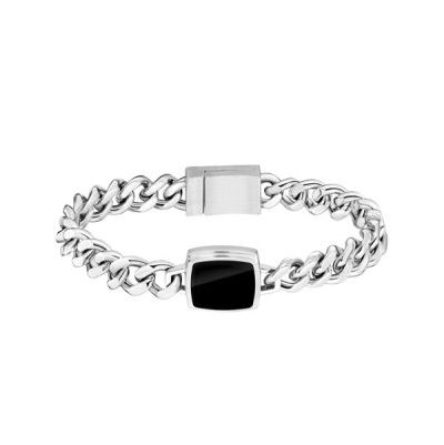 Pulsera Boss Plateado con ónix negro