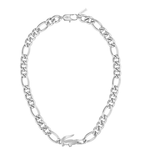 Collar plateado de acero inoxidable en forma de cocodrilo