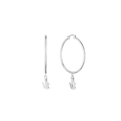 Aretes plateados de acero inoxidable en forma de cocodrilo